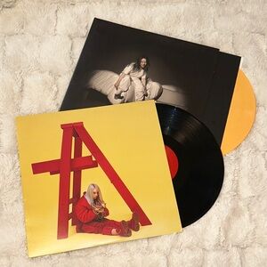Billie Eilish Vinyl Bundle 2 LP Set: Apricot Yellow & Black